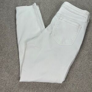 Athleta Sculptek White Straight Leg Crop Jeans‎ Raw Hem Women's Size 6 Leggings